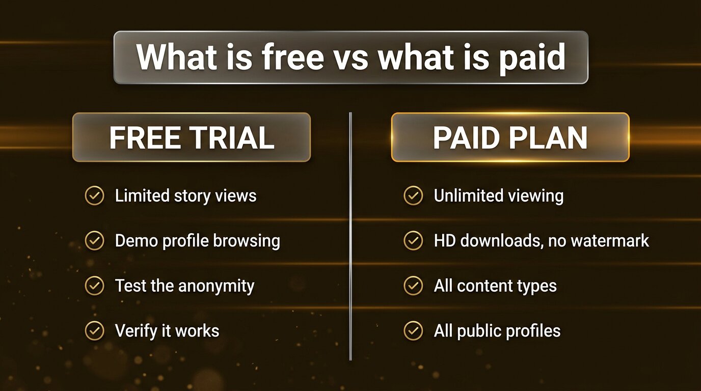Free trial features vs paid plan features split