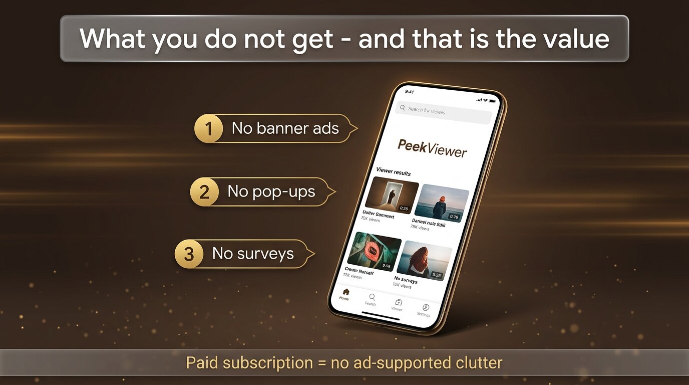 PeekViewer interface with no ads no popups no surveys