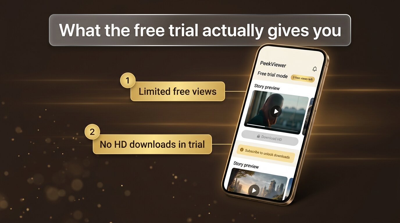Free trial mode - limited views, no HD downloads