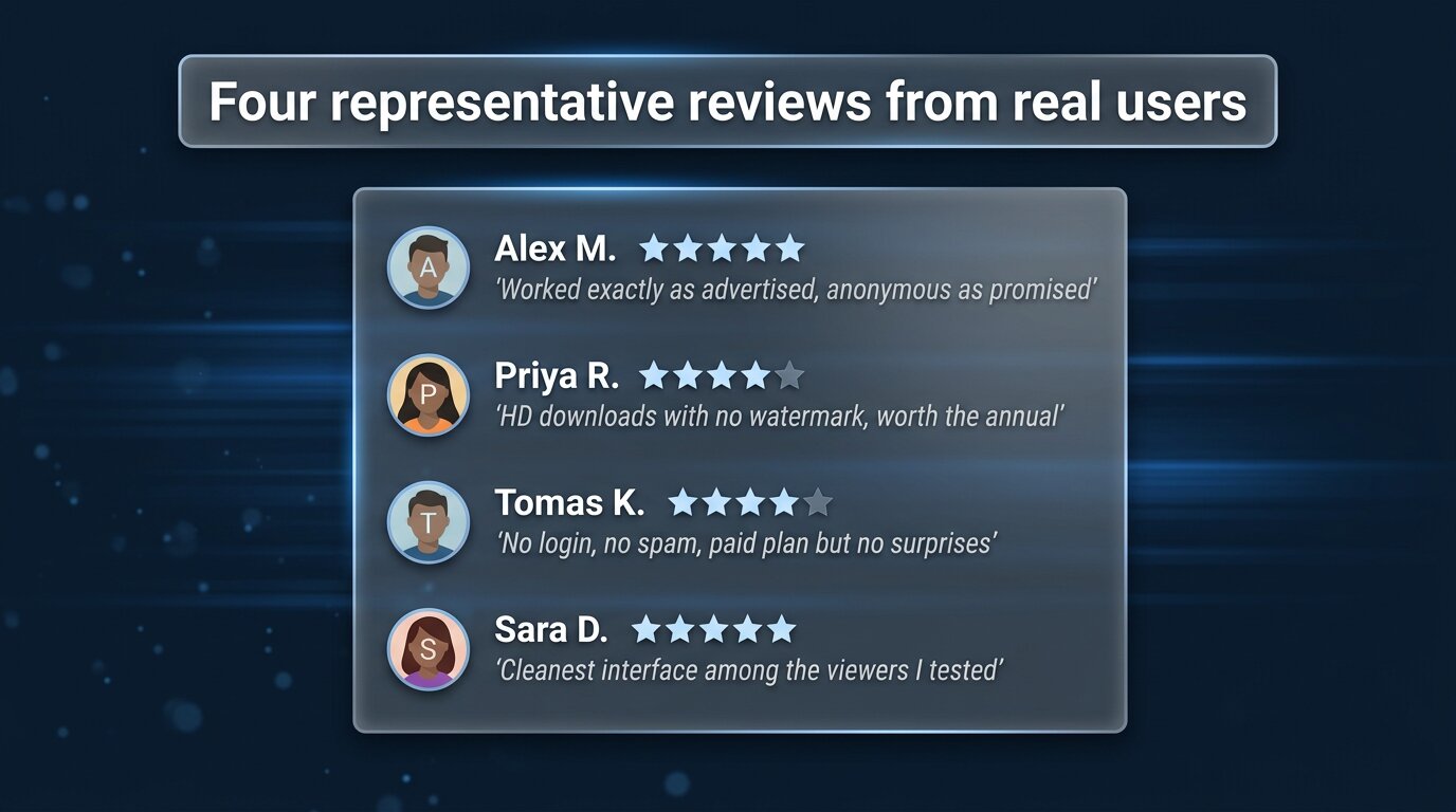 Four real PeekViewer user reviews showing it works as advertised