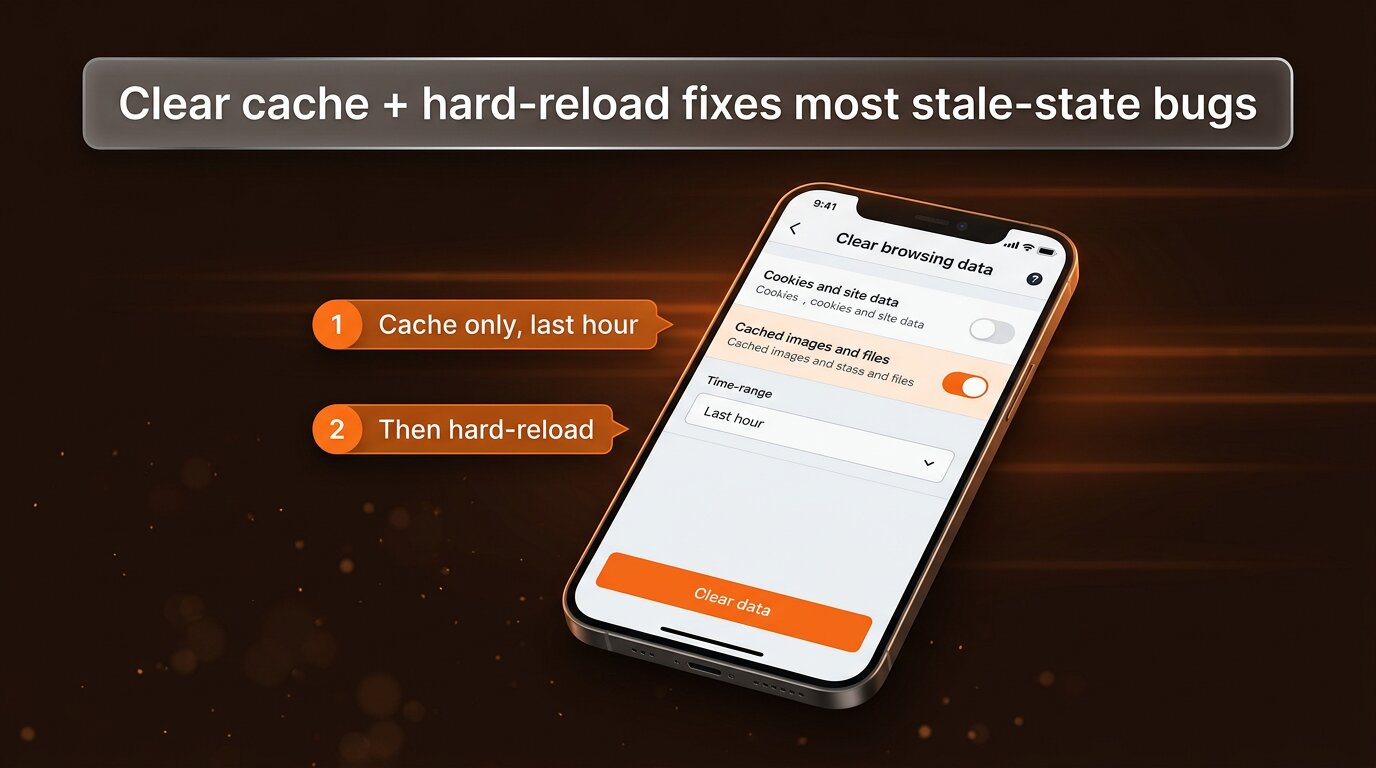 Clear browser cache last hour to fix PeekViewer stale-state bugs