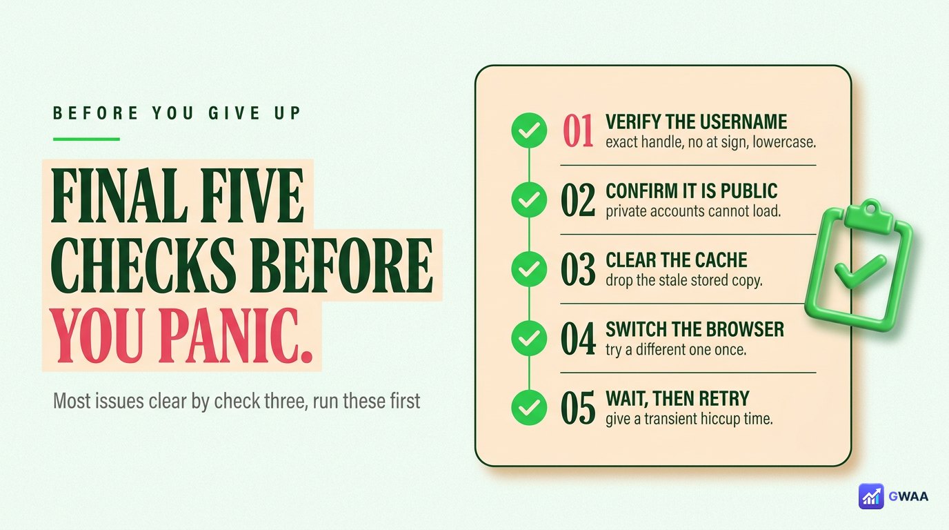 Five-check final troubleshoot checklist before assuming service is broken