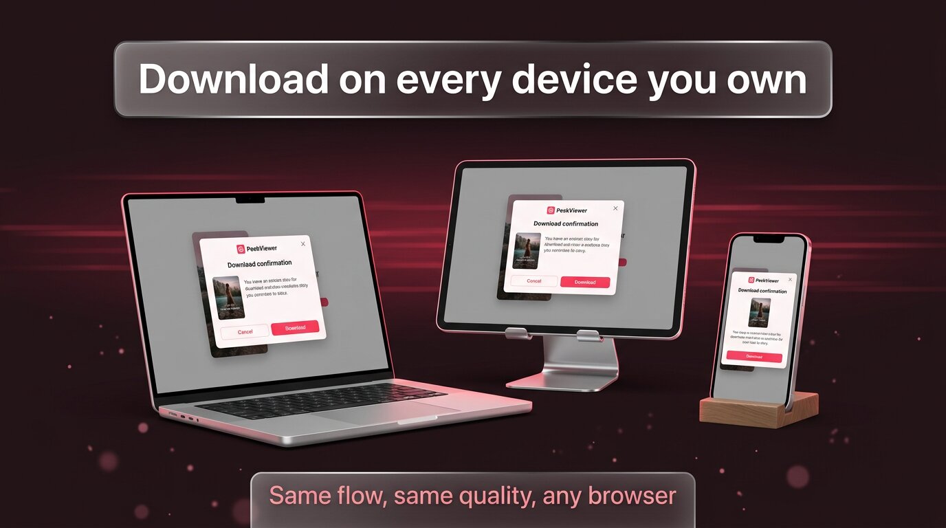PeekViewer downloads work identically on phone tablet and laptop