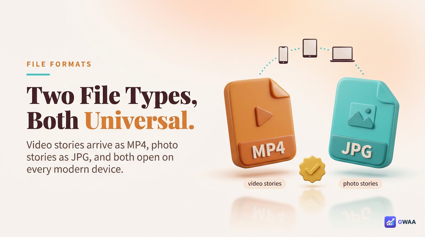 Two file formats from PeekViewer - MP4 video and JPG photo