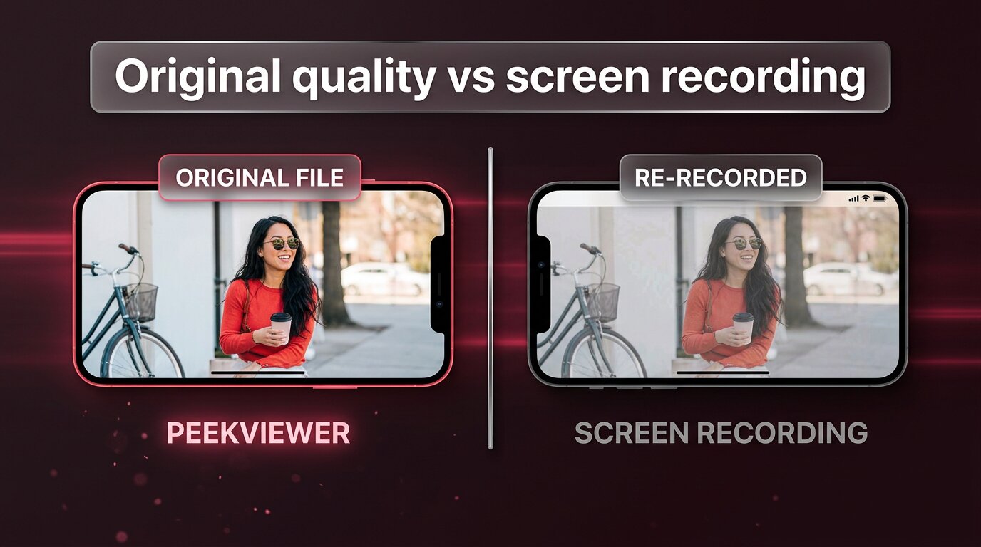 Original quality PeekViewer file vs screen-recorded copy