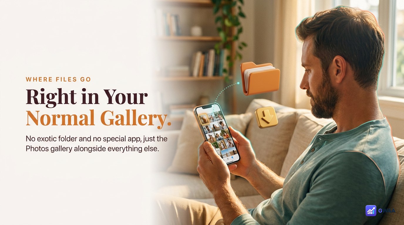 Where downloaded files live - your normal phone gallery