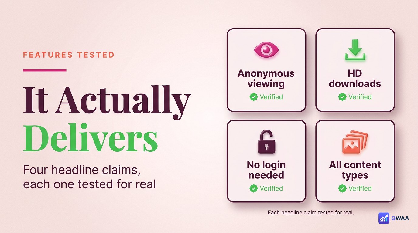 Four core PeekViewer features - anonymous, HD download, no login, all content
