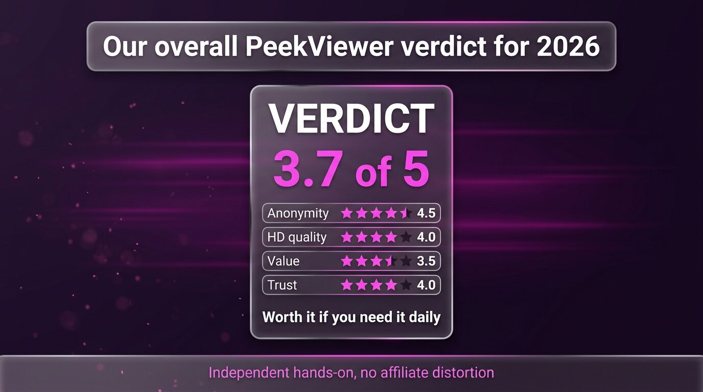 PeekViewer verdict scorecard - 3.7 of 5 overall