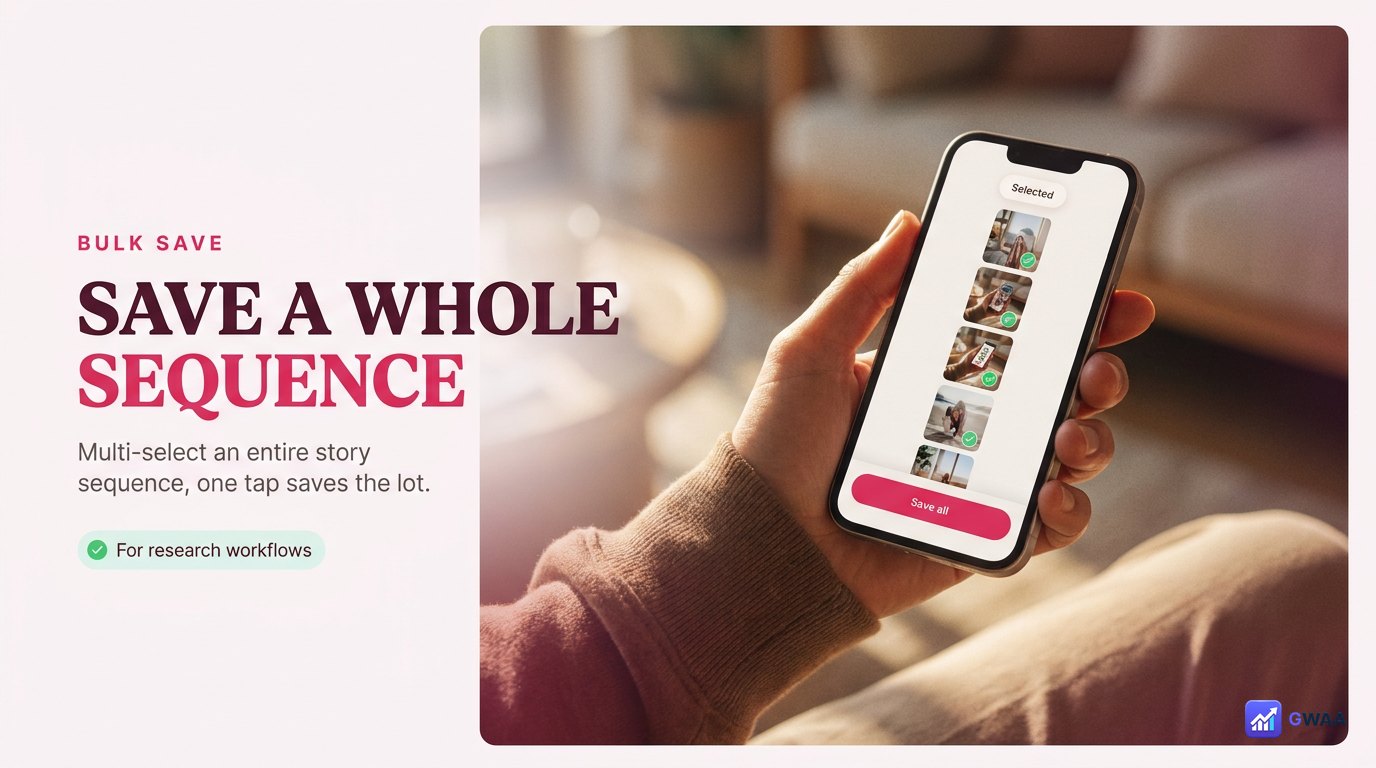 PeekViewer bulk save - multi-select stories and download in one tap