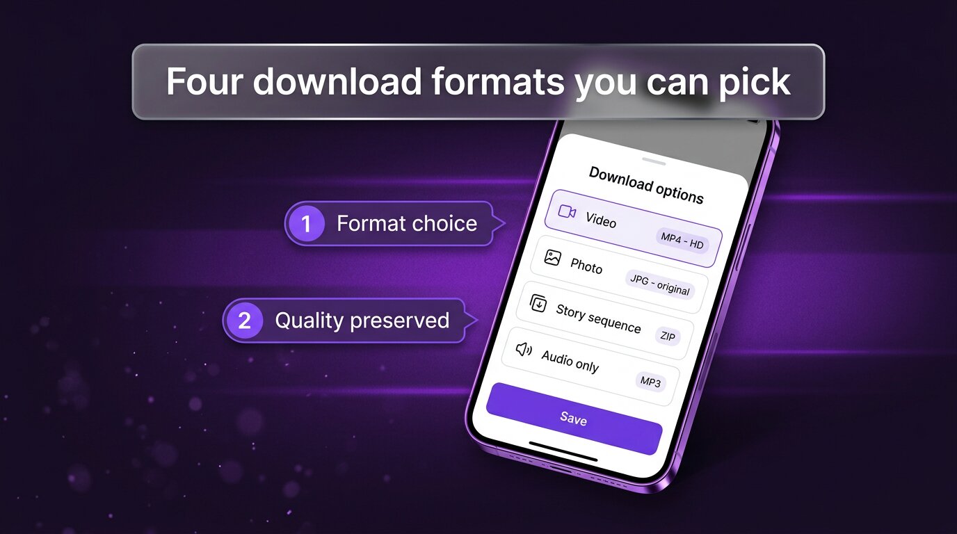 PeekViewer download options - MP4 JPG ZIP audio