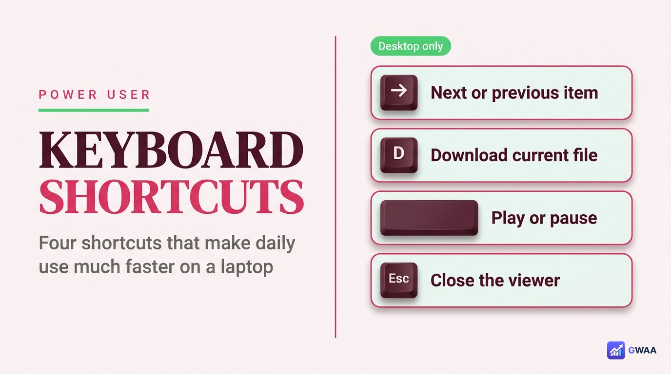 PeekViewer keyboard shortcuts for power users