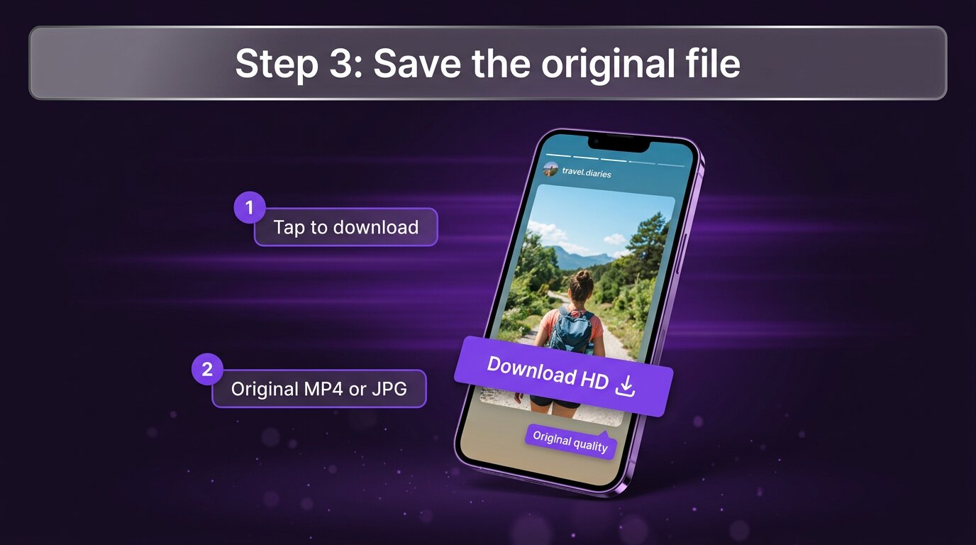 PeekViewer step 3 - tap download HD to save the original file