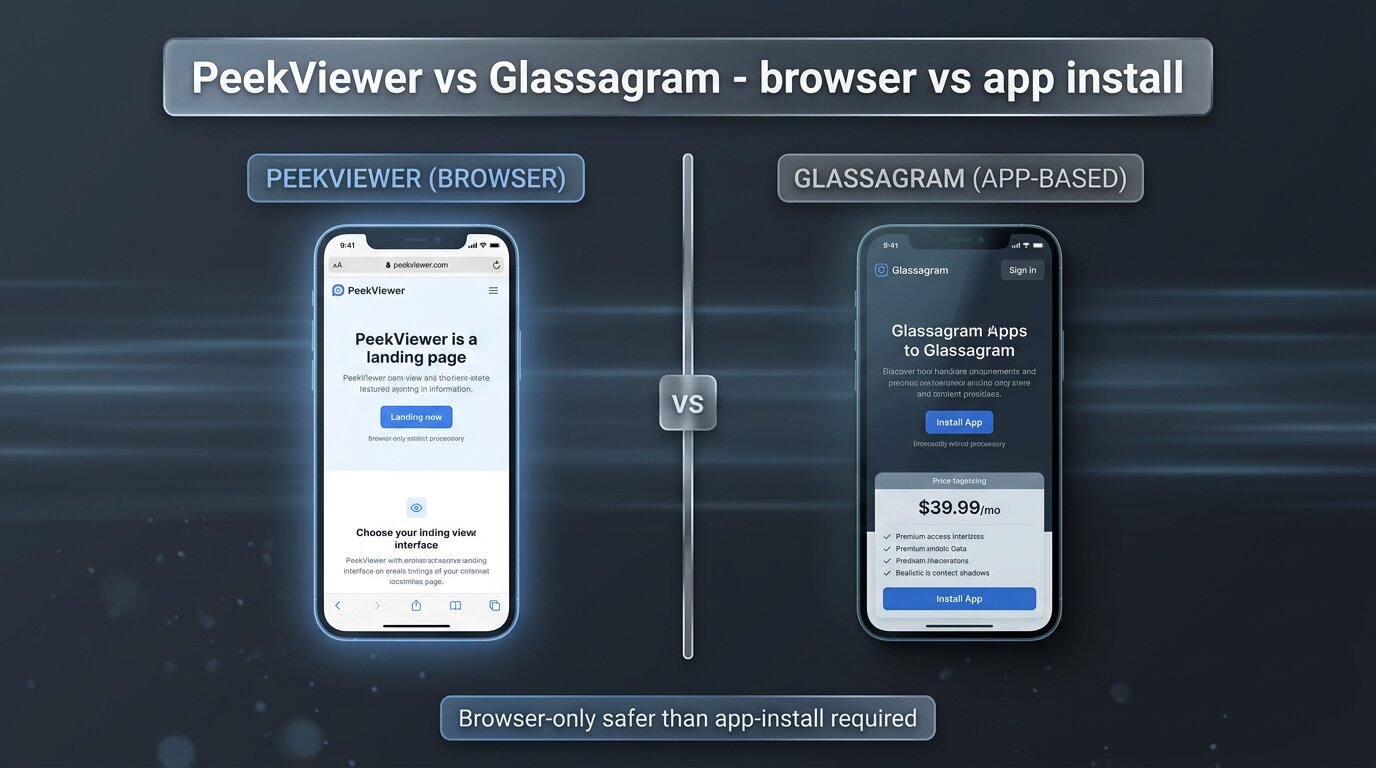 PeekViewer browser vs Glassagram app-install